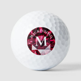 Custom Elegant Red Monogram Golfball