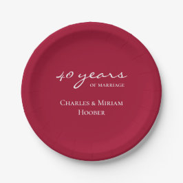 Custom Elegant Ruby 40th Wedding Anniversary Party Pappteller