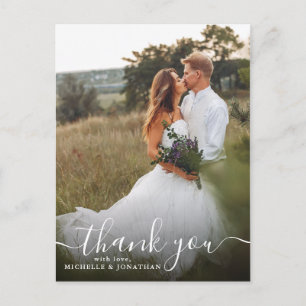 Custom Elegant Script Wedding Foto Vielen Dank Einladungspostkarte