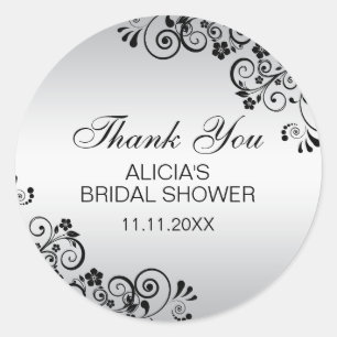 Custom Elegant Silver Brautparty Vielen Dank Runder Aufkleber
