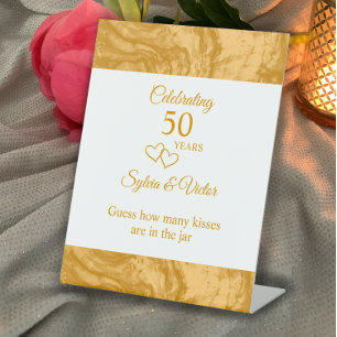 Custom Elegant Simple Gold 50-jähriges Party Sockelschild