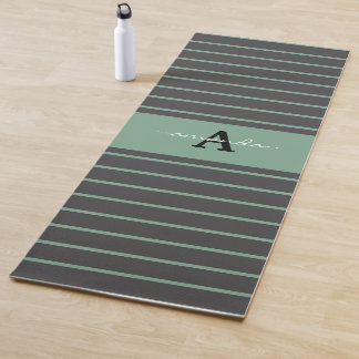 Custom elegant stripes black green practising yogamatte