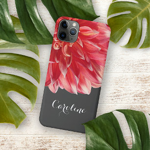 Custom Elegant Summery Coral Red Dahlia Blume iPhone 11Pro Max Hülle