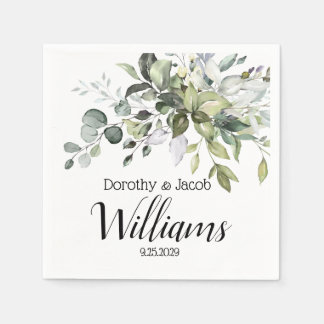 Custom Elegant Watercolor Eukalyptus Greenery Serviette