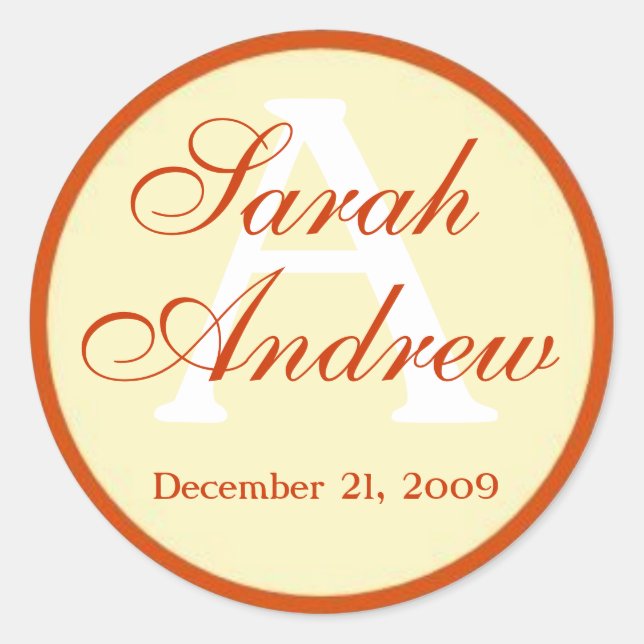 Custom Elegant Wedding Stickers (Vorderseite)