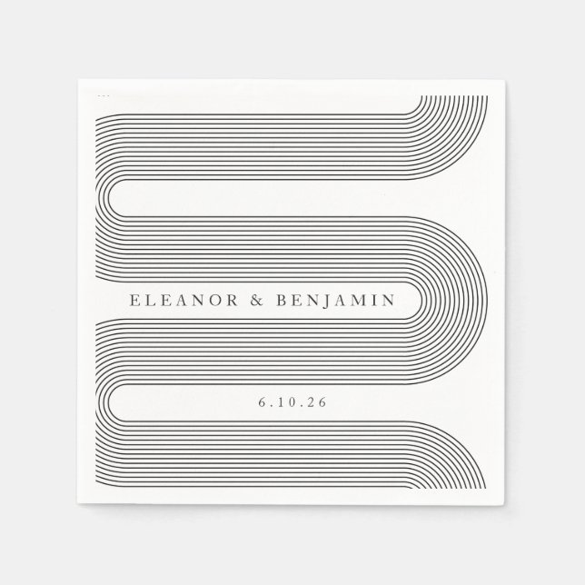 Custom Elegant White Arch Lines Trendy Wedding Serviette (Vorderseite)