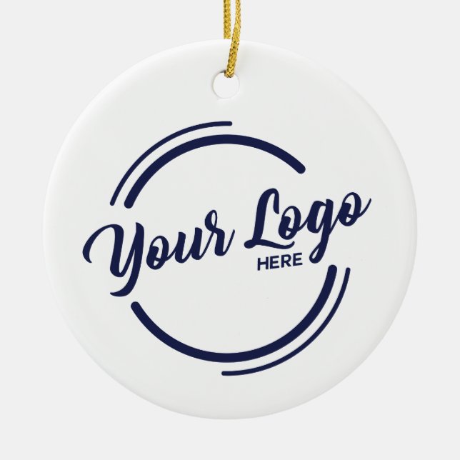 CUSTOM Elegant White Company Logo Keramik Ornament (Vorne)