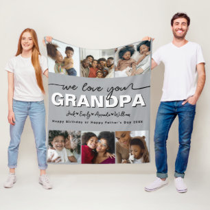 Custom Elegant Wir Liebe Sie GRANDPA Foto Collage Fleecedecke