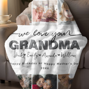 Custom Elegant Wir Liebe Sie Oma Foto Collage Fleecedecke