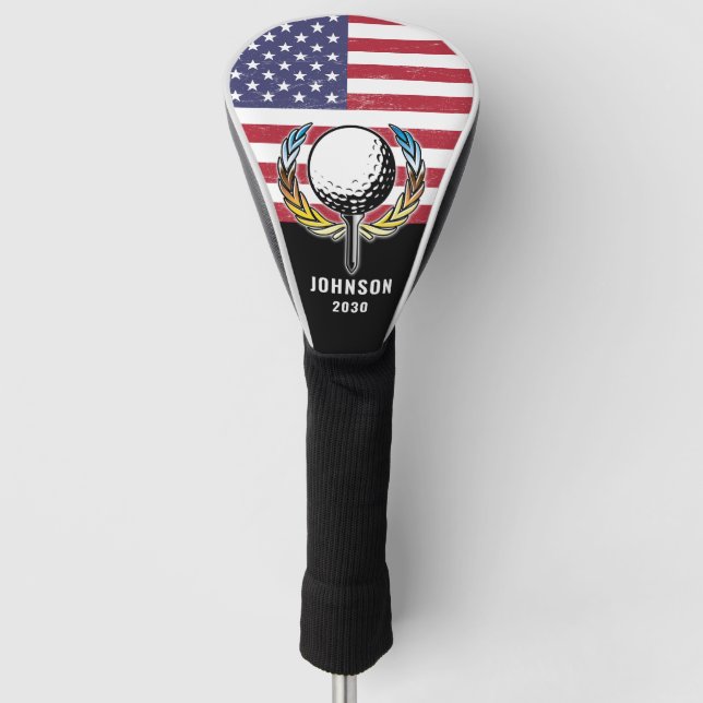 Custom Elegante American Flag Golf Design Headcover (Vorderseite)