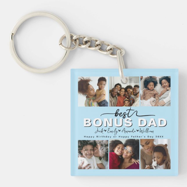Custom Elegante Best Bonus Vater Foto Collage Schlüsselanhänger (Vorderseite)