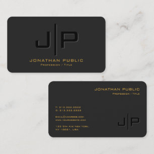 Custom Elegante Black Gold Monogram Rounded Corner Visitenkarte