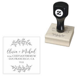 CUSTOM ELEGANTE BOTANISCHE RÜCKSENDEADRESSE GUMMISTEMPEL