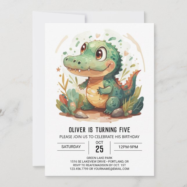 Custom Elegante Crocodile Geburtstag Einladung (Vorderseite)