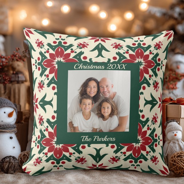 Custom Elegante Family Foto Weihnachten Kissen (Von Creator hochgeladen)