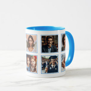 Custom Elegante Family Friend Foto Collage Blue Tasse