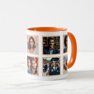 Custom Elegante Family Friend Foto Collage Orange Tasse