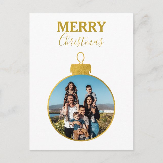 Custom Elegante Gold Foto Ornamente Weihnachten (Vorderseite)