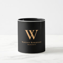 Custom Elegante Golden Monogram and Profession Tasse