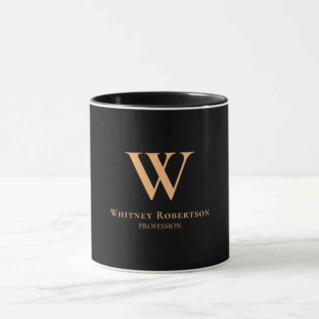 Custom Elegante Golden Monogram and Profession Tasse (Zentrum)