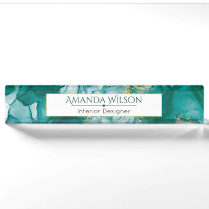 Custom Elegante Green Gold Tinte Namenschild Namensplakette