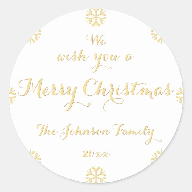 Custom Elegante Imitate Gold Frohe Weihnachten Sch Runder Aufkleber (Vorderseite)