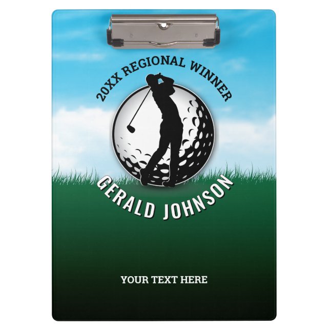 Custom Elegante Men Golf Monogram Design Klemmbrett (Vorderseite)