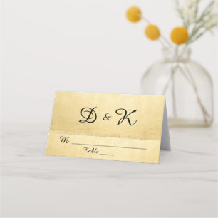 Custom Elegante Monogram Gold Glitzer Wedding Platzkarte