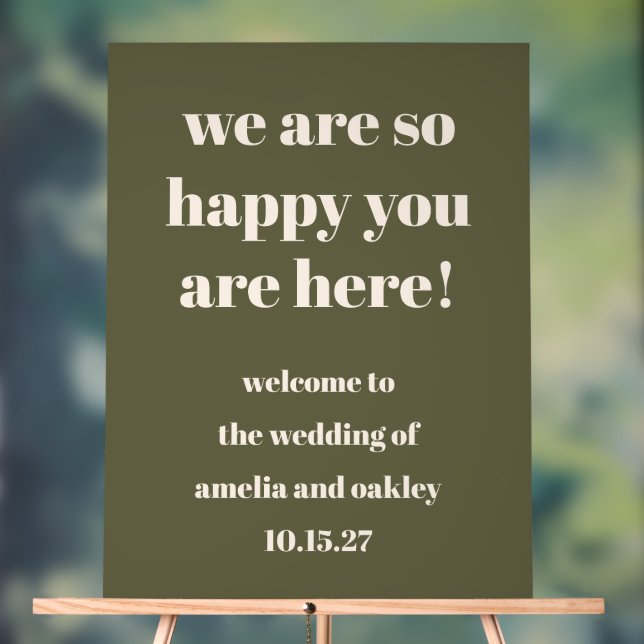 Custom Elegante Olive Green Earthy Wedding Willkom Acrylschild (Neutral)
