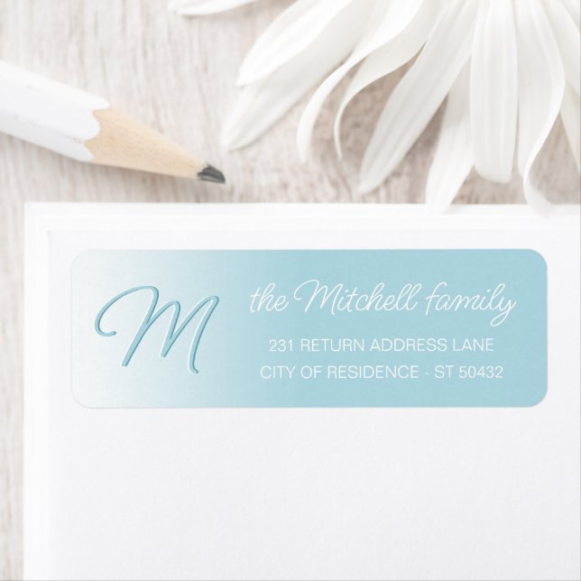 Custom Elegante Pastel Aqua Ocean Blue Monogram (Insitu)