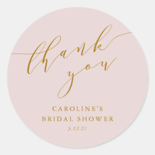 Custom Elegante Pink Script Vielen Dank Brautparty Runder Aufkleber