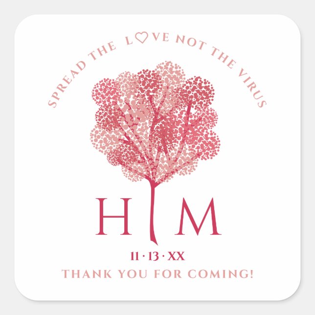 Custom Elegante Red Three Wedding Sanitizer Hand Quadratischer Aufkleber (Vorderseite)