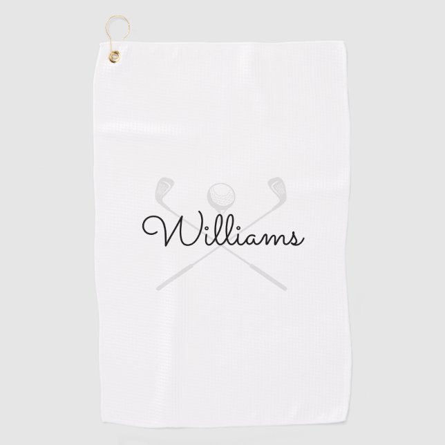 Custom Elegante Script Name Golf Clubs Golfhandtuch (Vorderseite)