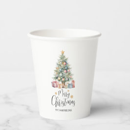 Custom Elegante Watercolor Weihnachtsbaum Pappbecher