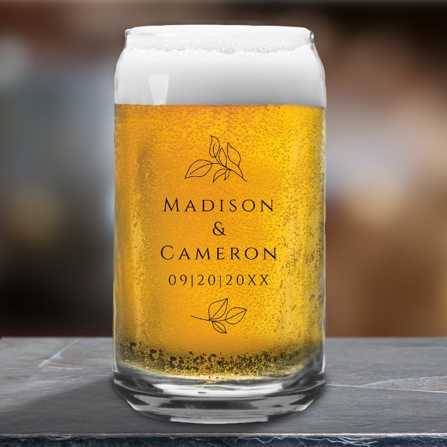 Custom Elegante Wedding Couple Chic Black Party Dosenglas (Custom Elegant Wedding Couple Chic Black Party Can Glass)