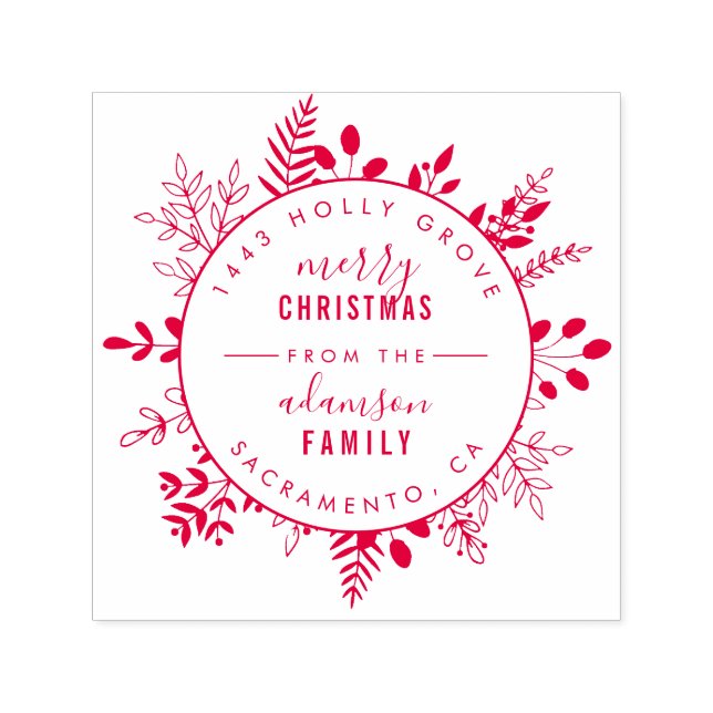 Custom Elegante Weihnachtsgrüße Rücksendeadresse Permastempel (Design)