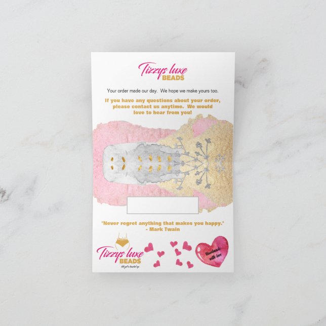 CUSTOM Eleganter handgefertigter Perlschmuck Danke (Innenseite)