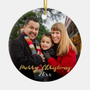 Custom Elegantes zweiseitiges Familienfest Foto We Keramik Ornament