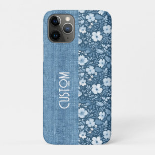 Custom Eleganto Botanical Blue Imitats Denim Look Case-Mate iPhone Hülle