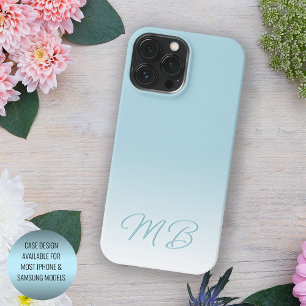 Custom Eleganto Light Aqua Ocean Blue Monogram iPhone 13 Pro Max Hülle