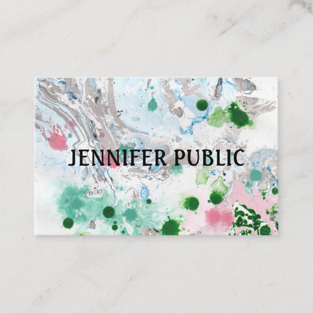 Custom Eleganto Modernes Pink Blue Green Abstrakt Visitenkarte (Vorderseite)