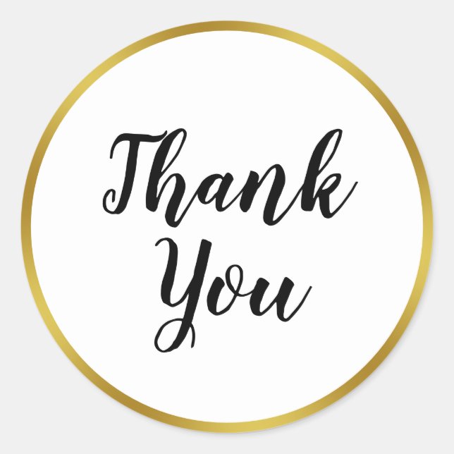Custom Eleganwhite and Imitate Gold Vielen Dank Runder Aufkleber (Vorderseite)