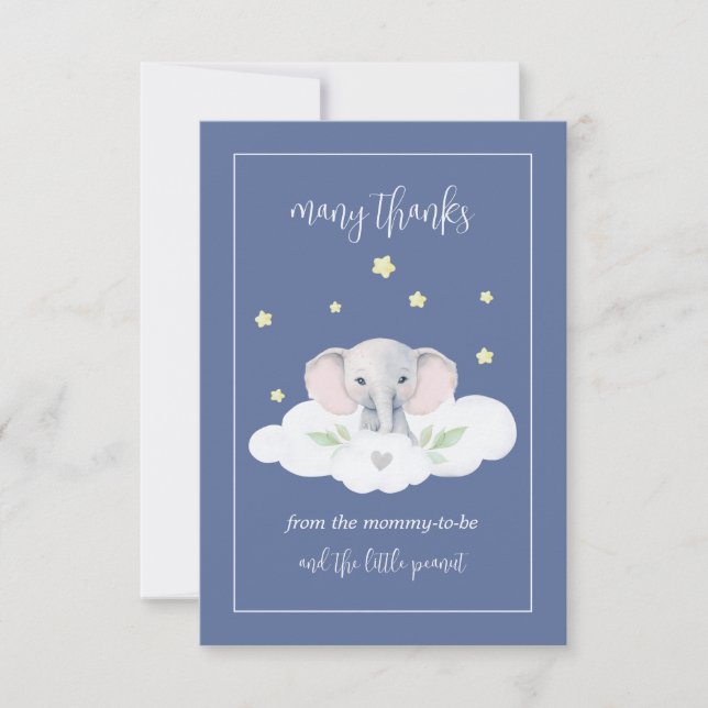 Custom Elephant Blue Baby Dusche Vielen Dank Karte (Vorderseite)
