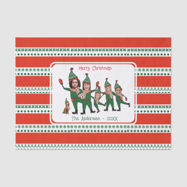 Custom Elf Ihre Familie von sechs, einschließlich  Seidenpapier (Vorderseite)