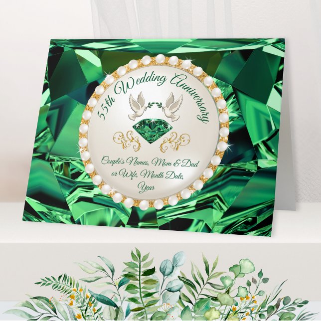 Custom Emerald, 55. Wedding Anniversary Cards Karte (55th wedding anniversary cards. 55th anniversary card. Emerald wedding anniversary ideas. Emerald!)