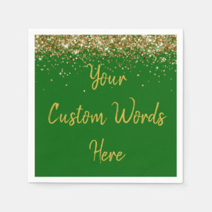 Custom Emerald Green & Gold Glitzer Geburtstagspar Serviette