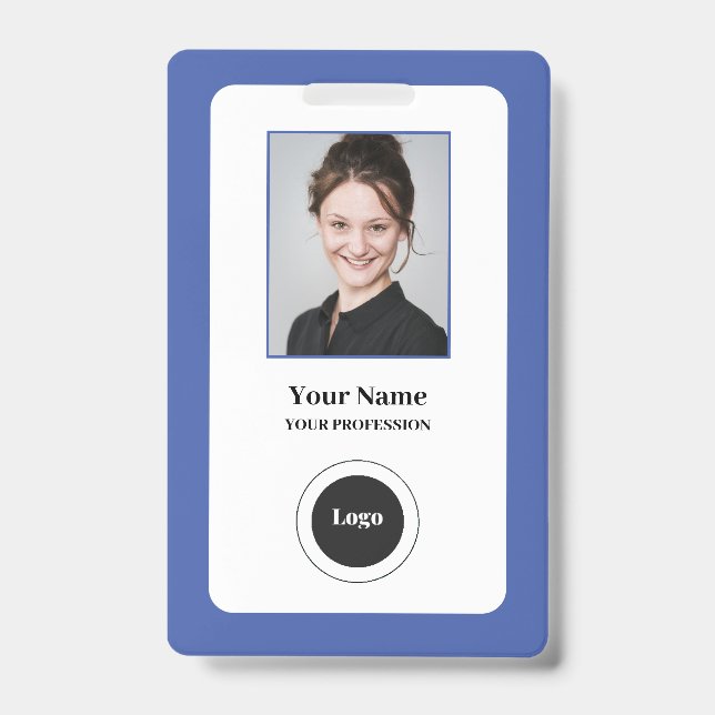 Custom Employee Blue | Foto, Bar, Logo, Name Ausweis (Vorderseite)