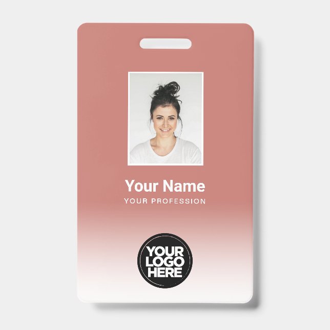 Custom Employee Foto Gradient Terracotta Ausweis (Front)