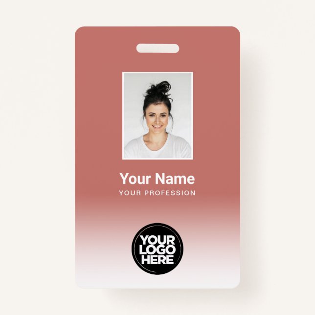 Custom Employee Foto Gradient Terracotta Ausweis (Vorderseite)