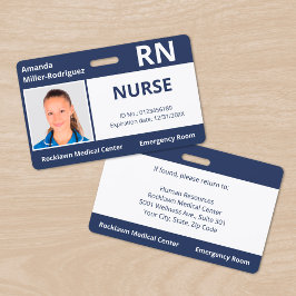 Custom Employee Foto Navy Blue Medical ID Ausweis